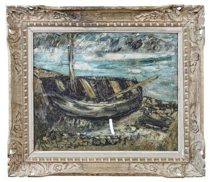 Henry Maurice D'ANTY (1910-1998) Barque
Huile sur toile, signée en bas à gauche
50...
