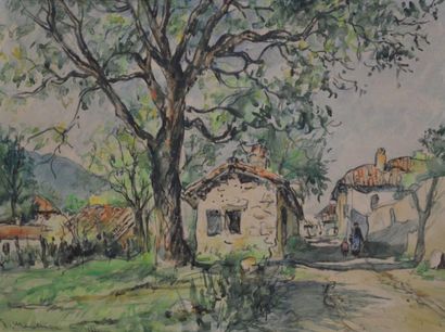Eric MENETRIER (XXème) Route de village, 1937
Crayon et aquarelle sur papier, signé...