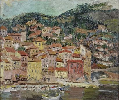 Marcel SAINT-JEAN (1914-1994) Les façades colorées
Huile sur toile, signée en bas...