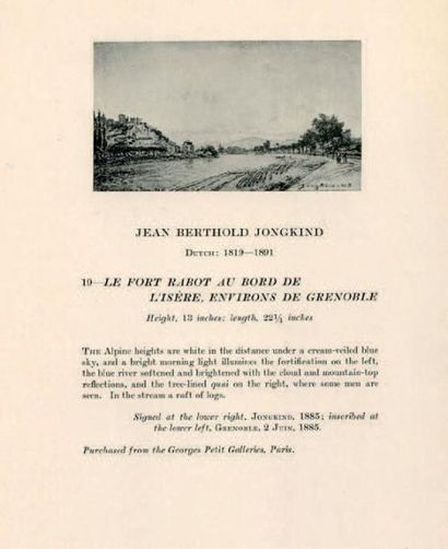 Johan-Barthold JONGKIND (1819-1891) 
Le fort Rabot au bord de Lisère, Grenoble, 1885
Huile...