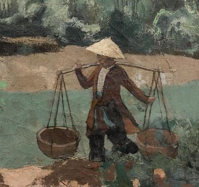 JOSEPH INGUIMBERTY 约瑟夫‧恩桂波提 (1896-1971) Au bord de l'eau, 1933 Huile sur toile, signée...