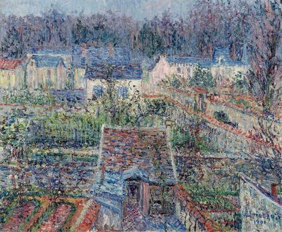 *GUSTAVE LOISEAU 居斯塔夫·卢瓦索 (1865-1935) 
Le village animé, circa 1923
Huile sur toile,...