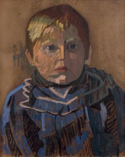 Auguste HERBIN (1882-1960) 
Portrait d'un jeune garçon, circa 1909
Huile sur carton,...