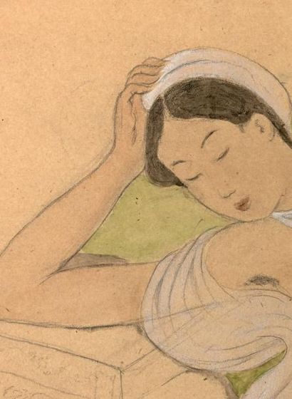 LE PHO 黎谱 (1907-2001) Allégorie du sommeil, 1940
Aquarelle, gouache et crayon sur...