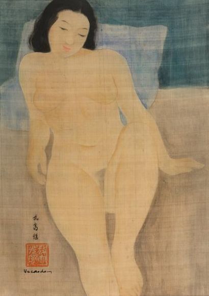 VU CAO DAM 武高谈 (1908-2000) 
Nu féminin, circa 1930-1935
Encre et couleurs sur soie,...