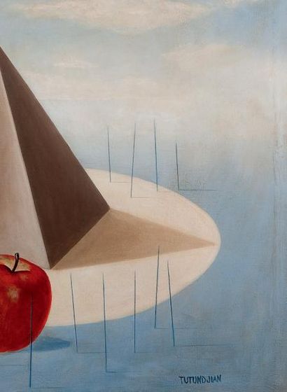 Léon Arthur TUTUNDJIAN (1905-1968) 
Pomme et poire
Huile sur toile, signée en bas...