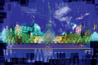 YVES BADYH 伊夫·巴蒂 (NÉ AU XXe SIÈCLE) 
Paris skyline, 2017
Subligraphie rehaussée à...