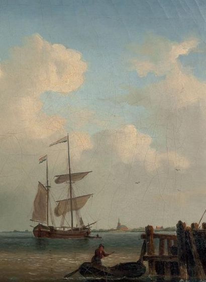 École HOLLANDAISE du XIXe siècle Bateaux de pêcheurs
Sur sa toile d'origine
32,5...