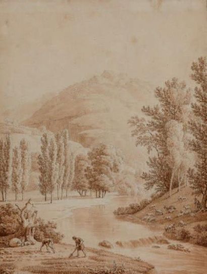 Constant BOURGEOIS du CASTELET (Guiscard 1767 - Passy 1841) Les bergers
Plume et...
