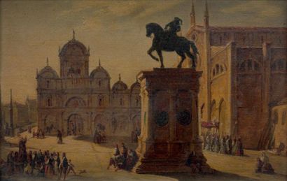 Attribué à Carlos GRUBACS (1802 - 1878) Campo dei Santi Giovanni e Paolo à Venise
Papier...