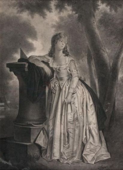 Auguste Stanislas LOYER (Rennes 1797 - ? vers 1870) Jeune femme pensive appuyée à...