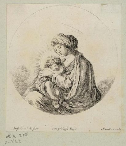 Stefano DELLA BELLA (1610 - 1664) Le voyage de Jacob en Égypte - Vierge et enfant...