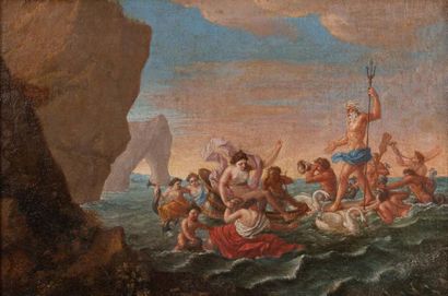 ÉCOLE FRANCAISE DU XVIIIE SIÈCLE, SUIVEUR DE LOUIS DE BOULLOGNE Le triomphe de Neptune
Toile
52...