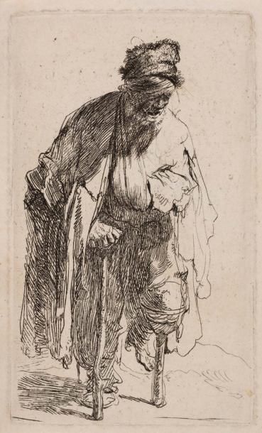 Rembrandt VAN RIJN (1606 - 1669) Vieillard avec une jambe de bois.
(K.G.Boon 179,...