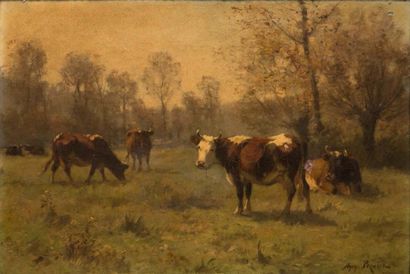 AYMAR ALEXANDRE PEZANT (BAYEUX 1846 - 1916) Vaches au pré
Toile
38 x 55,5 cm
Signé...