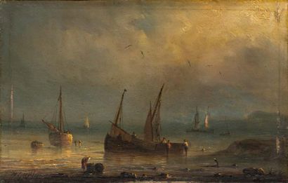 HENRIETTE HERMINIE GUDIN (1825-1876) Bord de mer au crépuscule
Panneau
13 x 21 c...