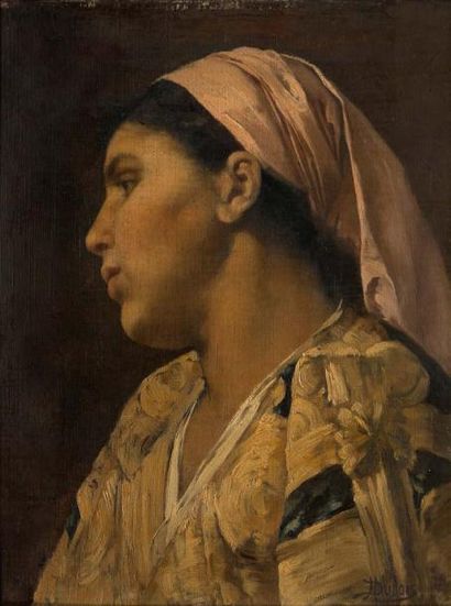 HIPPOLYTE DUBOIS (REZÉ 1837 - SAMOËNS 1909) Gitane de profil
Sur sa toile d'origine
35,5...