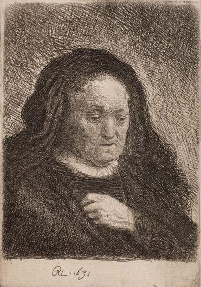 Rembrandt VAN RIJN (1606 - 1669) La mère de l'artiste les mains sur la poitrine.
(K.G.Boon...