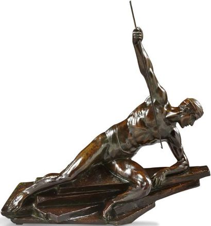 MAURICE GUIRAUD RIVIERE (1881-1947) ETLING PARIS Bronze à patine brune nuancée verte...
