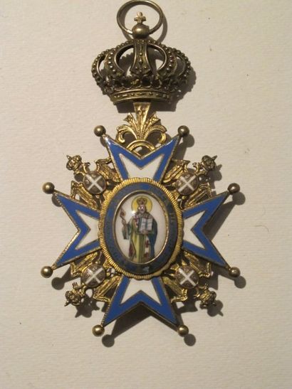 null Serbie Ordre de Saint Sava. Croix de Commandeur. Vermeil, émail (éclats), RC....