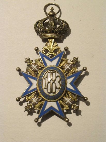 null Serbie Ordre de Saint Sava. Croix de Commandeur. Vermeil, émail (éclats), RC....