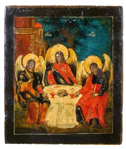 null Icône de la Trinité de l'Ancien Testament
Trois anges y sont représentés attablés,...