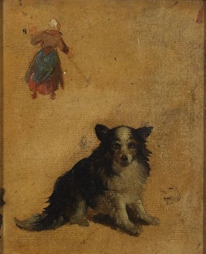 École du XIXe siècle Etude de chien
Huile sur papier
18 x 15 cm