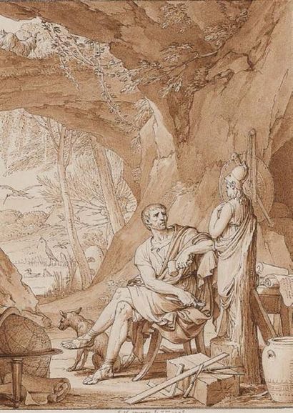 Jean Michel MOREAU LE JEUNE (Paris 1741-1814) Minerve et Rémus, illustration
Plume,...