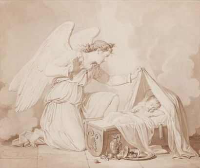 Pierre REVOIL (Lyon 1776-Paris 1842) L'ange gardien ou Illustration du poème L'ange...