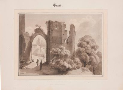 Jean-Baptiste GRAND (Actif à Lyon vers 1800) Vue de la Porte de Pérouge
Plume et...