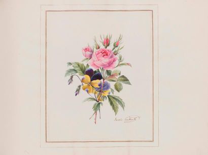 Ernestine PANCKOUCKE (Paris 1784-1860) Bouquet de roses et de pensées
Aquarelle
Signé...