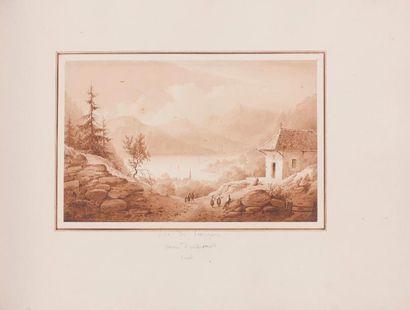 François Alexandre PERNOT (Wassy 1793-1865) Le lac de Lungern dans le canton d' Underwald,...