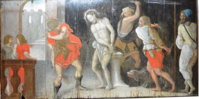 Ecole bourguignonne vers 1600 La Flagellation du Christ
Panneau, sept planches, renforcé
75...