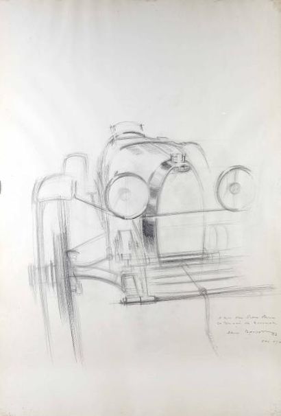 PAUL BOUVOT (1922-2000) Bugatti
Dessin au crayon sur papier
Signé et daté 1983 en...