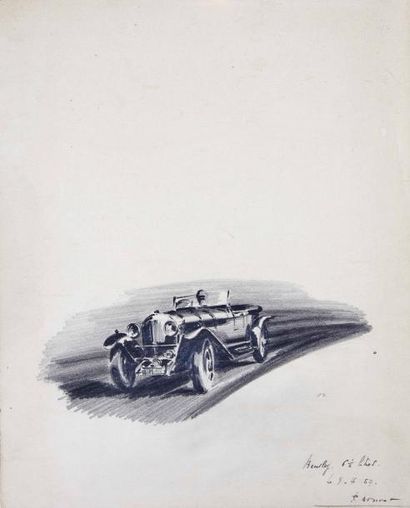PAUL BOUVOT (1922-2000) Bentley 6,5L Dessin au crayon sur papier Signé et daté 9.4.57...