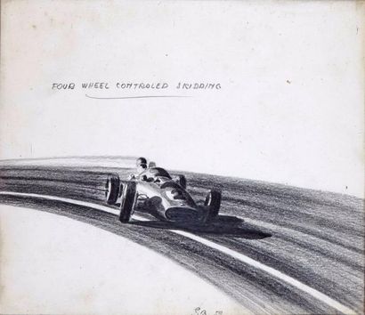 PAUL BOUVOT (1922-2000) «Four Wheel Controled Skidding»
Dessin au crayon sur papier...