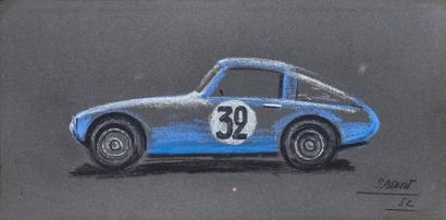 PAUL BOUVOT (1922-2000) Lot de 2 recherches sur automobiles de sport. Pastel sur...