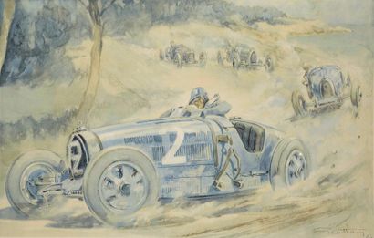 GEO HAM (Georges Hamel; 1900-1972) Louis Chiron au Grand Prix d'Antibes 1928 sur...