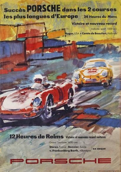 Erich STRENGER (1922-1993) Succès Porsche 24 Heures du Mans et 12 Heures de Reims
Affiche....