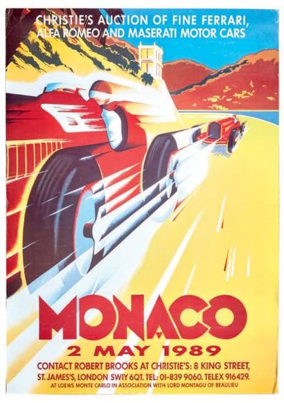 CHRISTIE'S Lot de 2 affiches sur les vacations automobiles de la maison de vente...