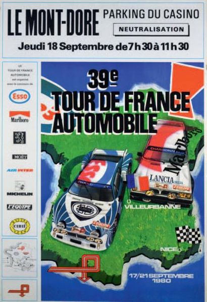 null Affiche originale du Tour de France Automobile 1980
