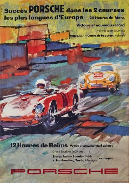 Erich STRENGER (1922-1993) Succès Porsche 24 Heures du Mans et 12
Heures de Reims
Affiche....