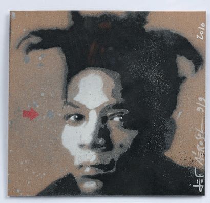 JEF AEROSOL (né en 1957) Basquiat, 2010
Bombe aérosol et pochoir sur papier, signée,...