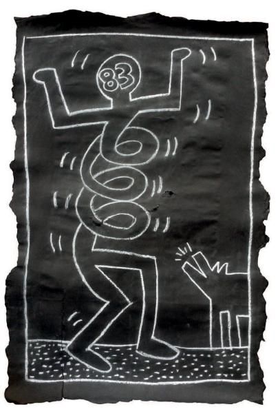 Keith Haring (1958-1990) Sans titre, circa 1980-1985
Craie sur papier noir.
104 x...