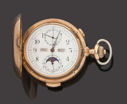 TEMPORA Astronomique. Vers 1900. N° 14432
Montre de poche savonnette en or 18K (750)...