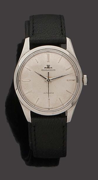 JAEGER-LECOULTRE.Vers 1960 
Modèle homme en acier automatique. Cadran argenté, index...