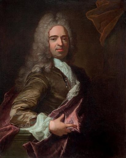 ÉCOLE FRANCAISE VERS 1710, ATELIER DE HYACINTHE RIGAUD 
Portrait d'homme à l'habit...