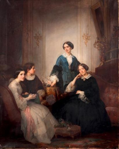 THÉODORE DIDIER DELAMARE DE MONCHAUX (PARIS 1824 -?) 
Portrait de la famille Lyautey
Sur...