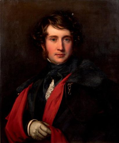 ÉCOLE FRANCAISE VERS 1830, ENTOURAGE DE JEAN AUGUSTE DOMINIQUE INGRES 
Portrait du...