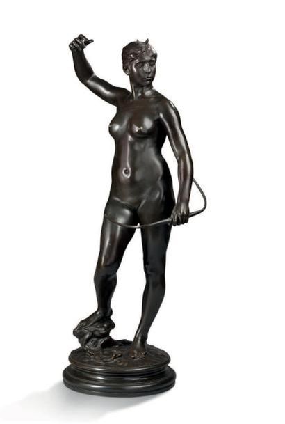 Alexandre FALGUIERE (1831-1900) Diane chasseresse
Bronze à patine brune
H: 77 cm